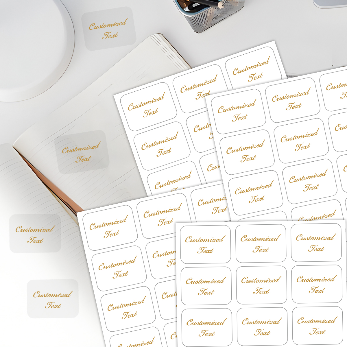 Wedding Supply Business - 36/72pcs Customizable Transparent Square Stickers Personalized