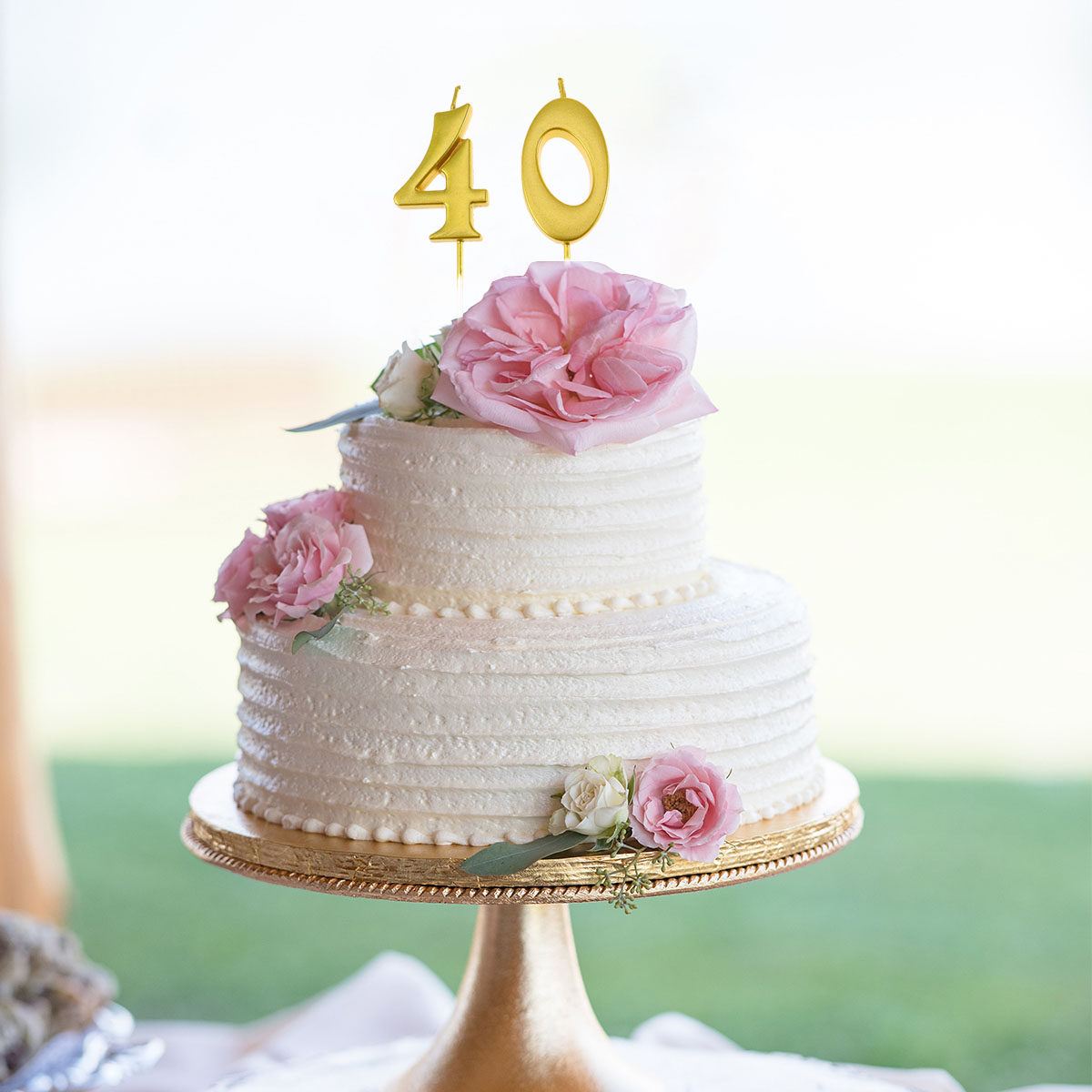 Wedding Cake Supply - 2Pcs Birthday Number 40 Golden Paraffin