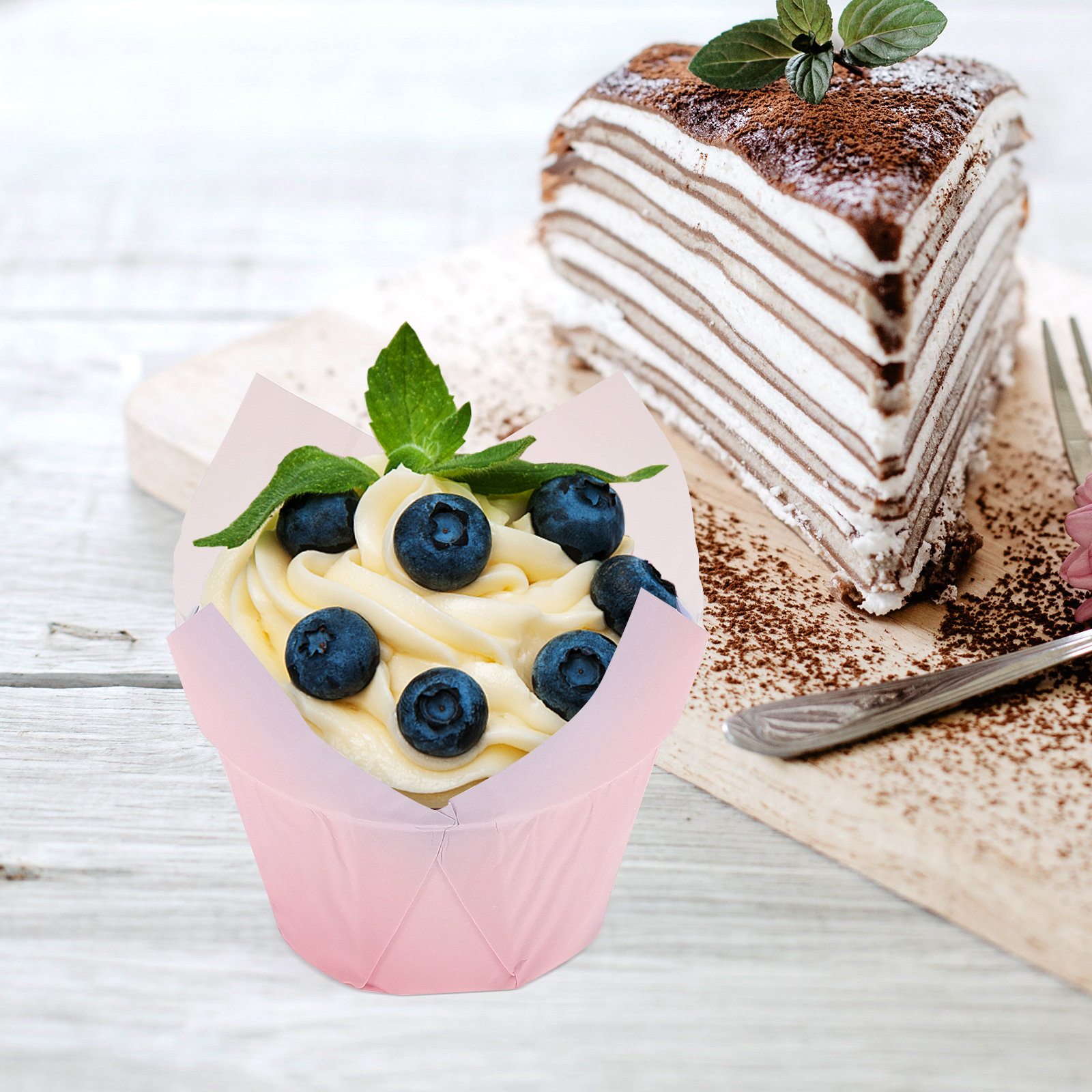 Wedding Cake Supply - 50Pcs Tulip Cupcake Liners Paper Cups