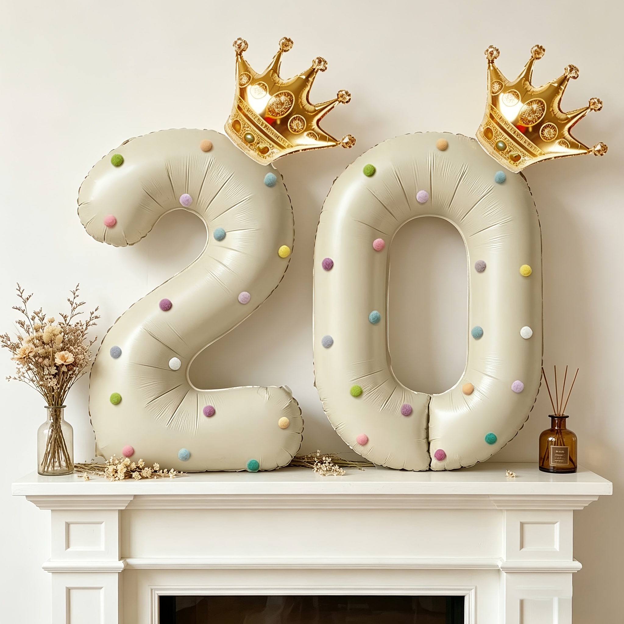 Supply Wedding Venue - Large 40inch Cream-Colored Number Foil Balloons