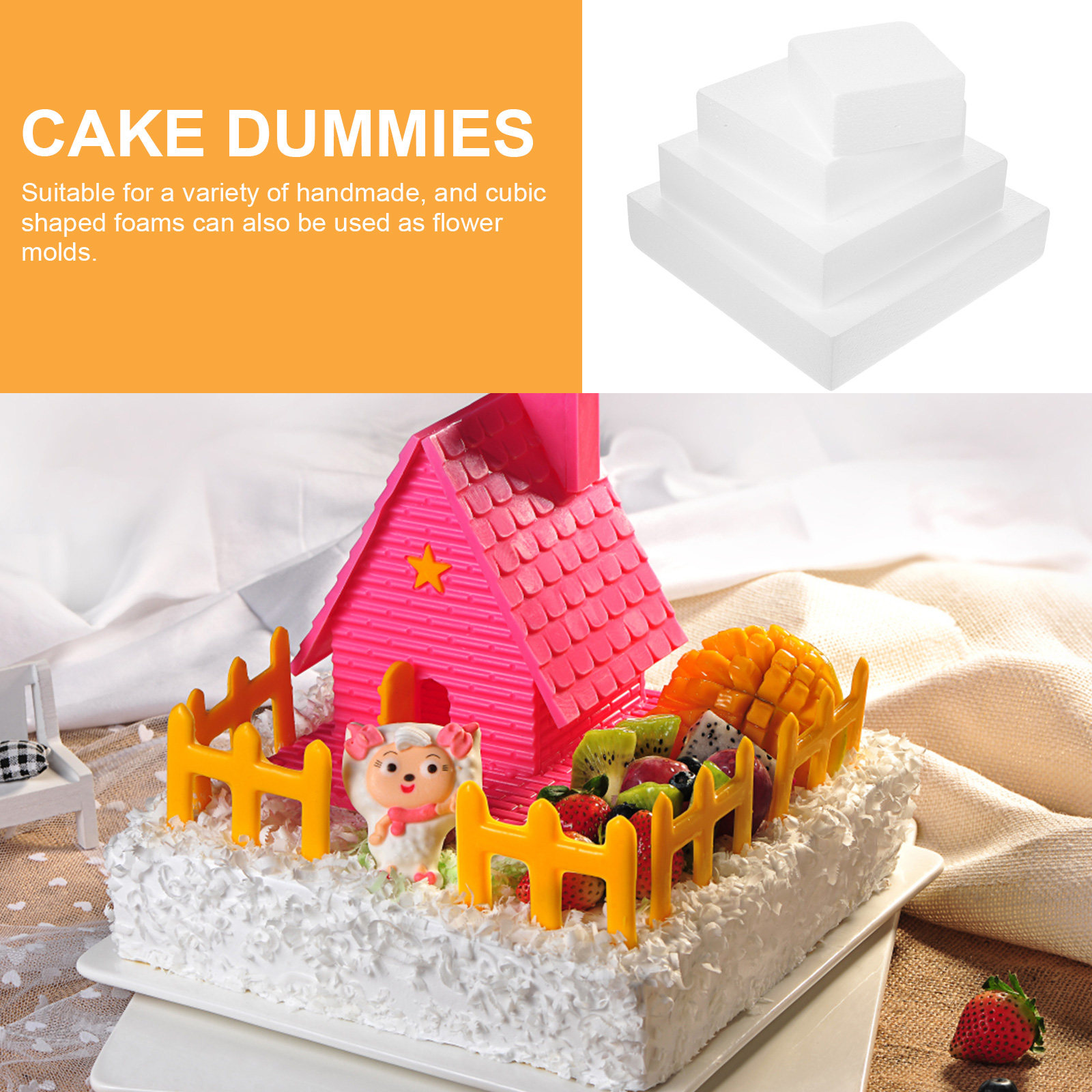 4Pcs Cake Dummy Foam Cubic Sha - Wedding Cake Supply review and price