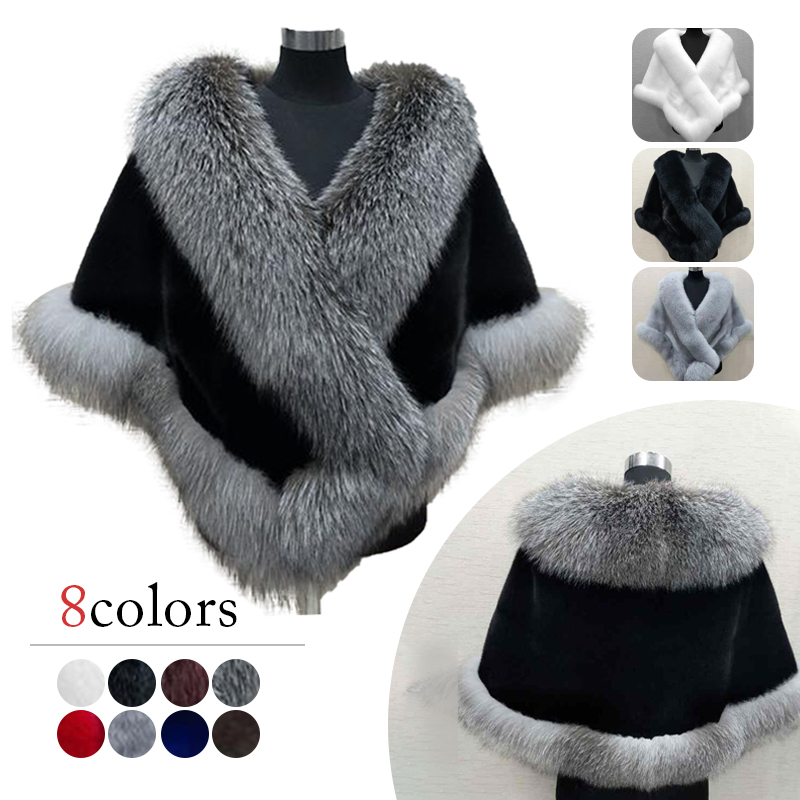 Women Winter Faux Mink Fox Fur - Wedding Dress Supply review and price