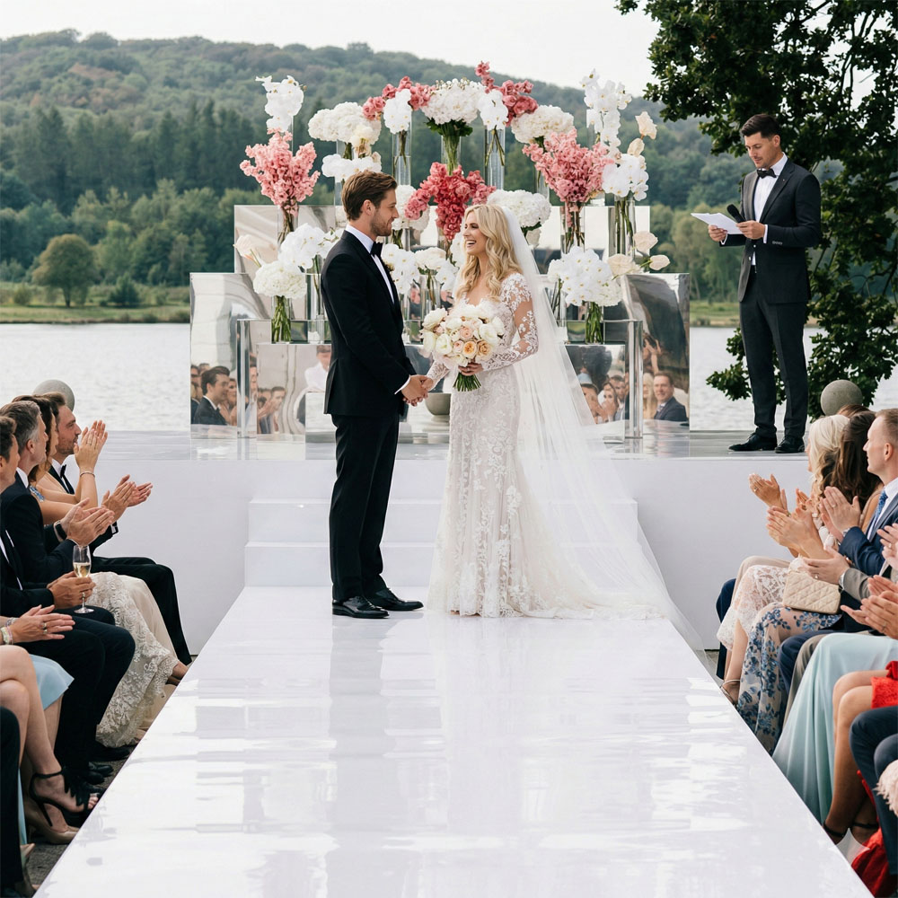 White Mirrored Floor Wedding A - Aisle Runner White review and price